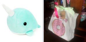 Narwhal Stuffed Toy from the net & Loot bags from Typo (wisma atria)